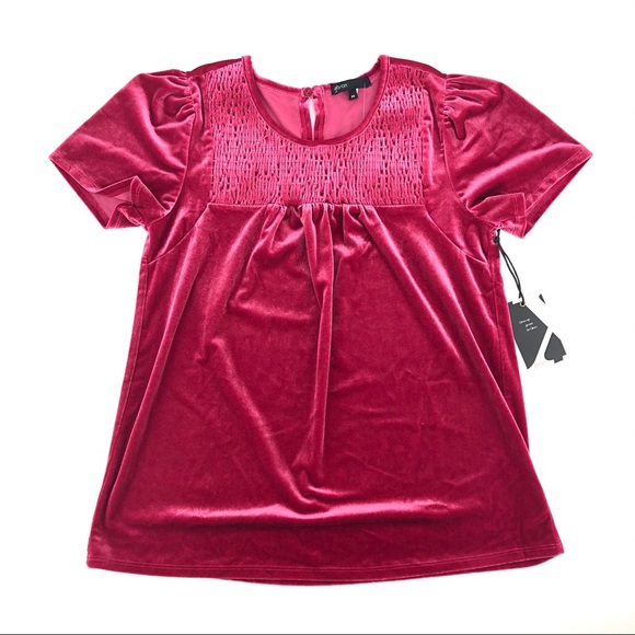 Gibson Tops - Gibson Magenta Velvet Short Sleeve Top, XS, NWT
